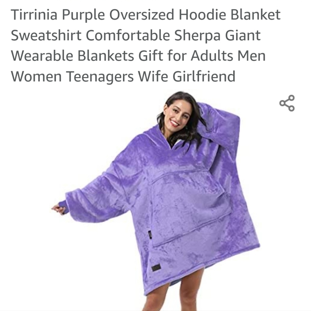 NWOT Tirrinin large purple sherp wearable blanket/hoodie